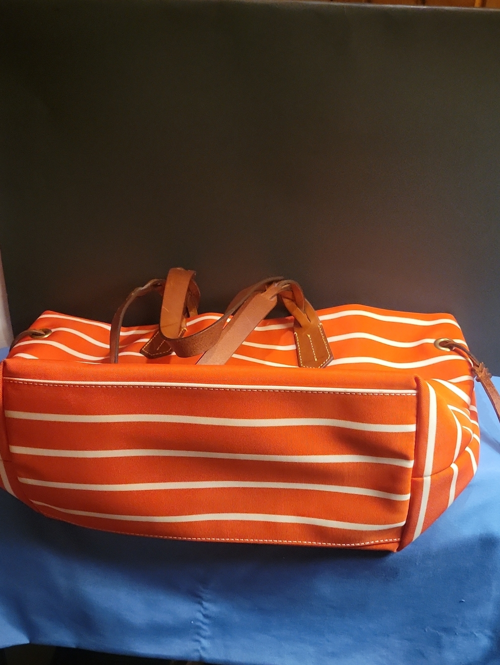 Dooney And Burke Orange and White Striped Beach Tote - Picture 5 of 12